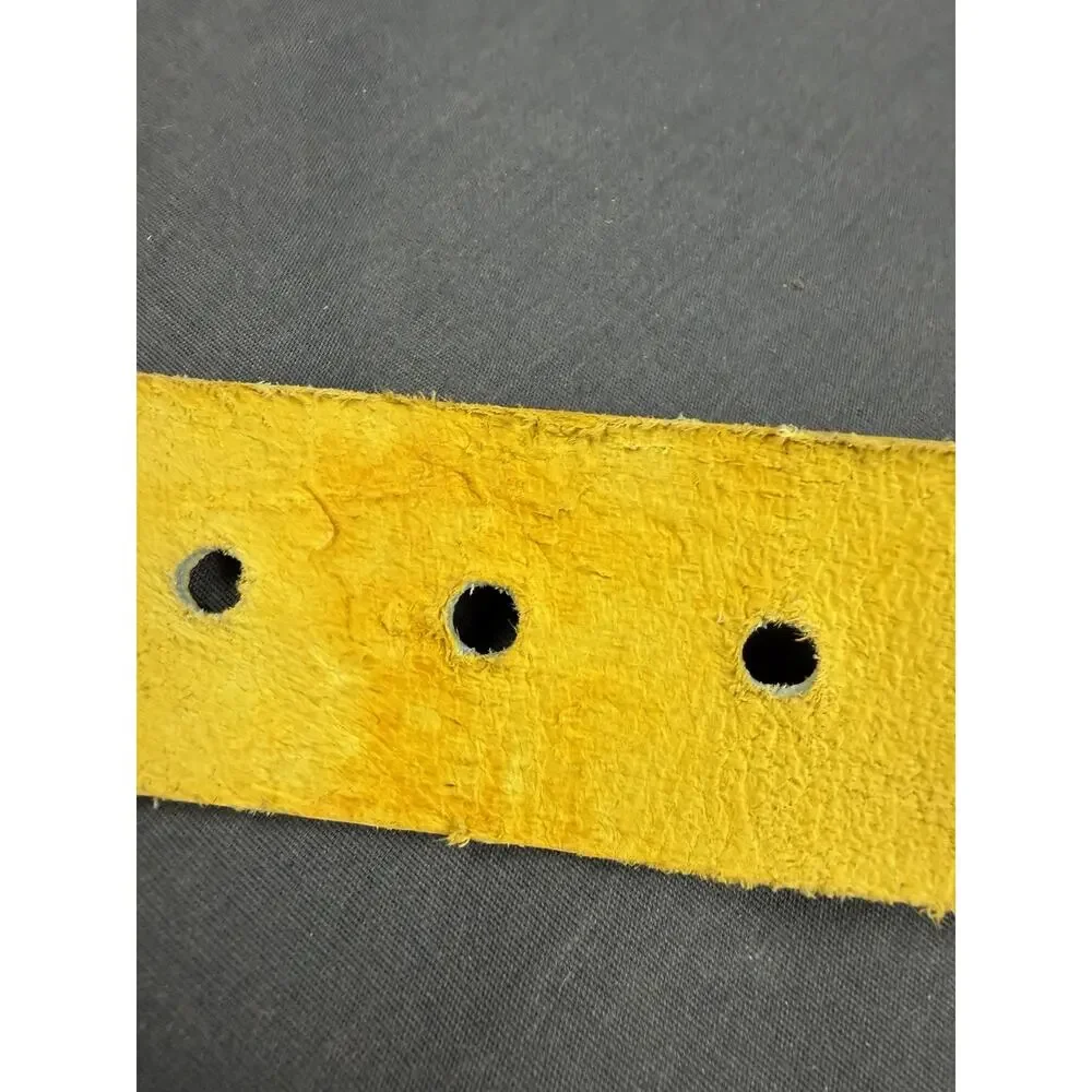 Vintage Omega Yellow Leather Statement Belt SizeML 4735